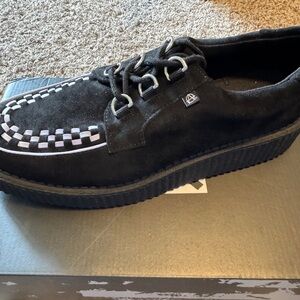 T.U.K Black Suede Creepers with Checkered Accent